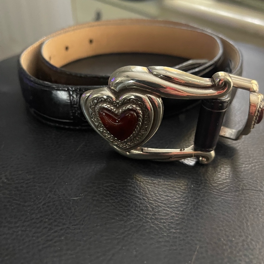 Brighton Black Leather Belt with Heart Buckle